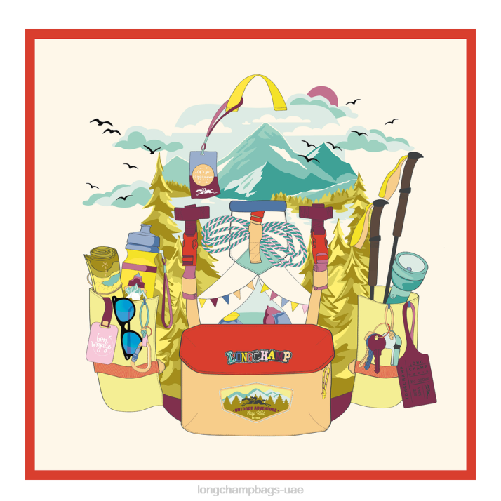 Longchamp ربيع / صيف 2023 مجموعة وشاح الحرير 70 نحيف D2LB1033