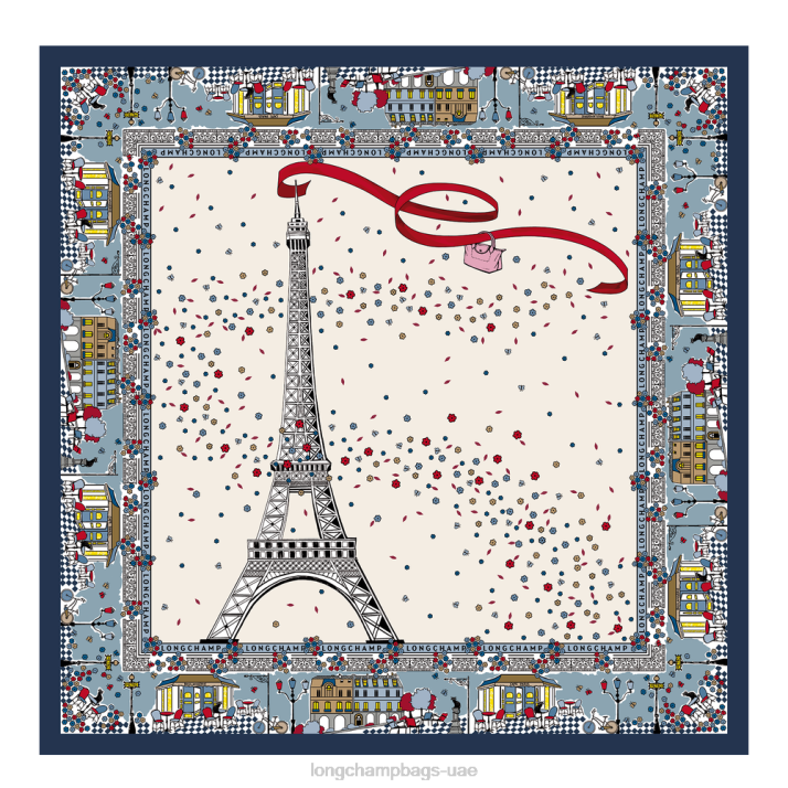 Longchamp مجموعة ربيع / صيف 2023 وشاح حرير نحيف D2LB1009