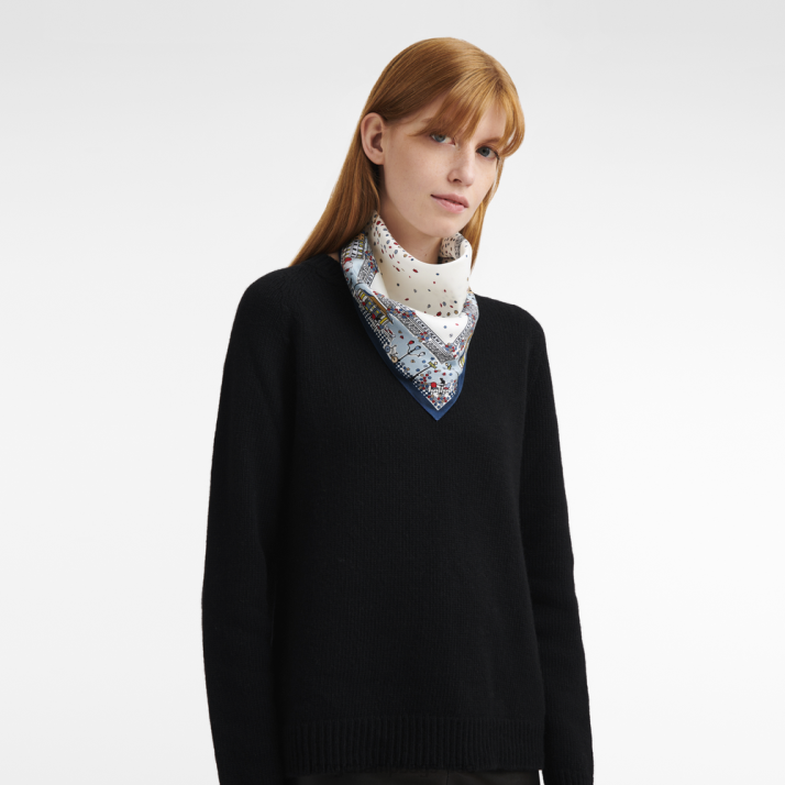 Longchamp مجموعة ربيع / صيف 2023 وشاح حرير نحيف D2LB1009