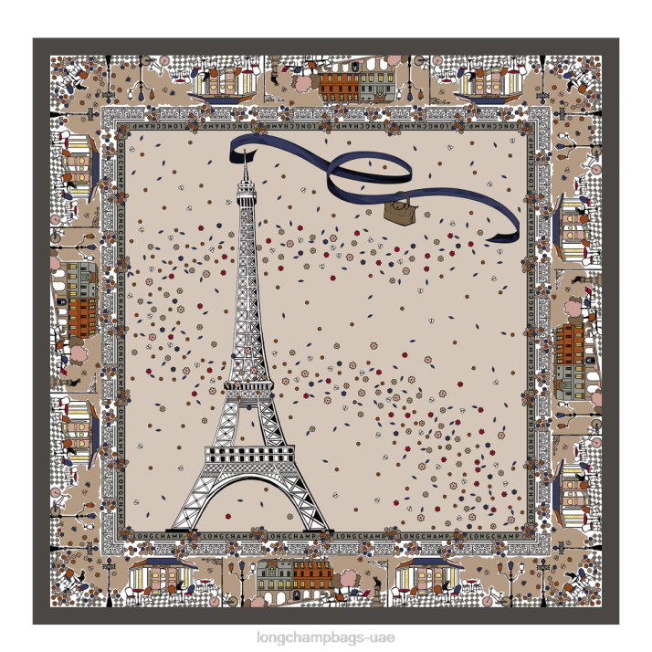 Longchamp مجموعة ربيع / صيف 2023 وشاح حرير نحيف D2LB1012