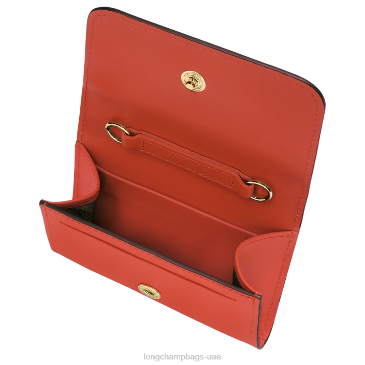 Longchamp محفظة نقود معدنية مربعة مع حزام كتف نحيف D2LB517
