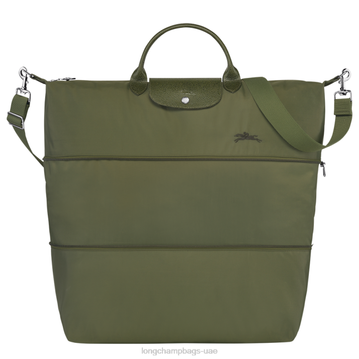 Longchamp حقيبة سفر لو بلاج خضراء قابلة للتوسيع نحيف D2LB801