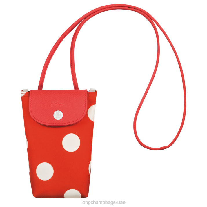 Longchamp جراب هاتف من مجموعة le pliage مع دانتيل من الجلد نحيف D2LB676