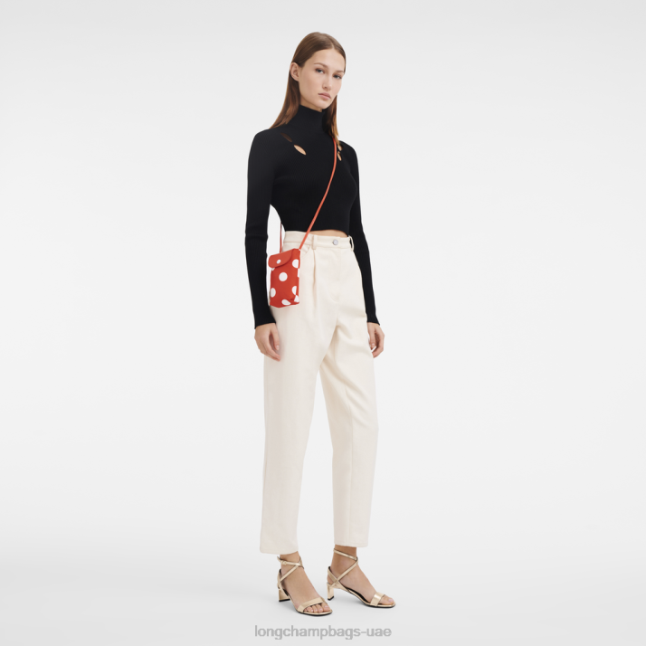 Longchamp جراب هاتف من مجموعة le pliage مع دانتيل من الجلد نحيف D2LB676