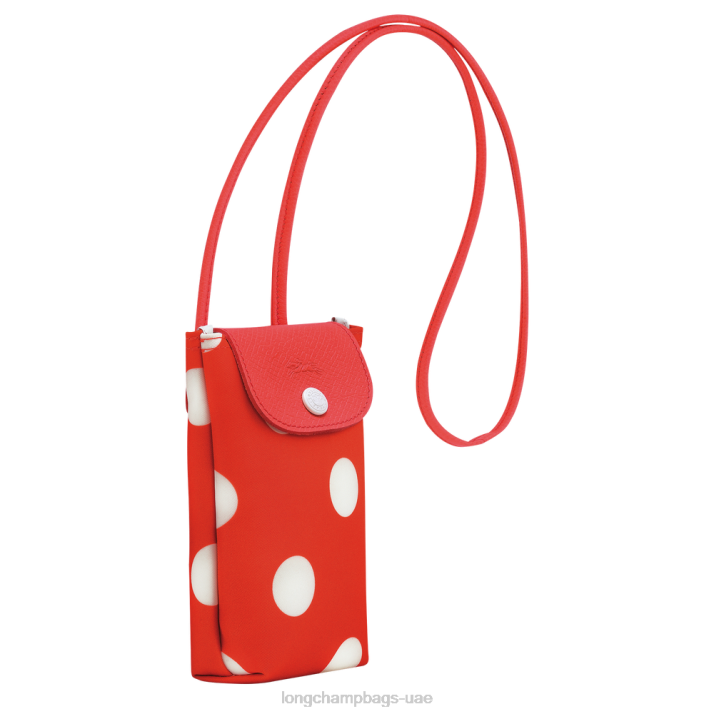 Longchamp جراب هاتف من مجموعة le pliage مع دانتيل من الجلد نحيف D2LB676