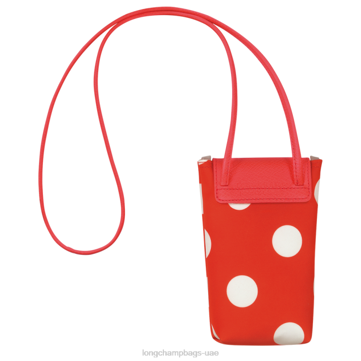 Longchamp جراب هاتف من مجموعة le pliage مع دانتيل من الجلد نحيف D2LB676